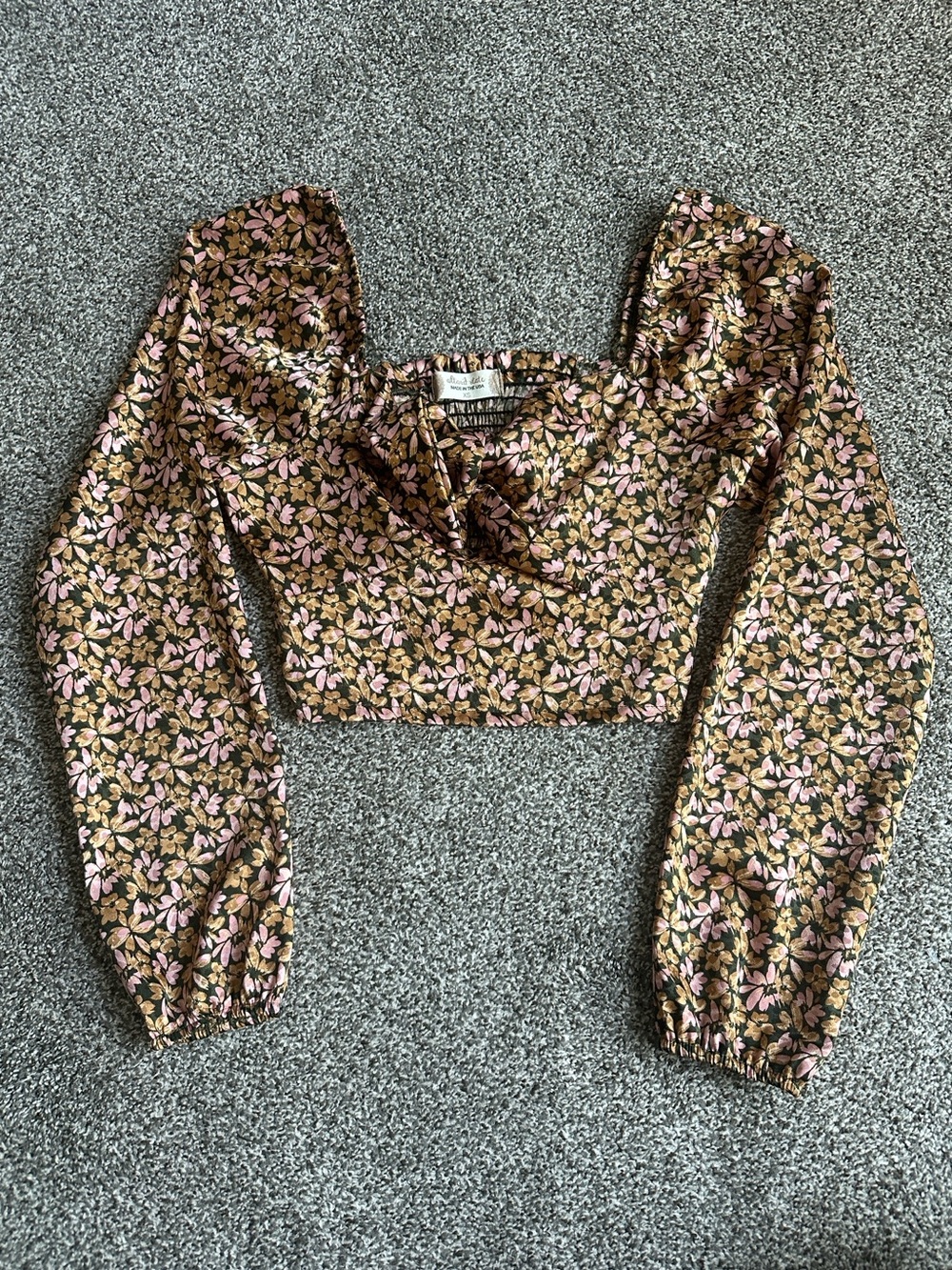 Altar’d State Floral Print Blouse in Pink & Gold